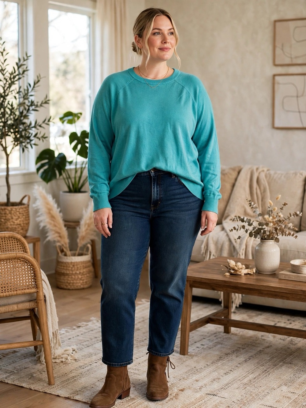 Torrid Teal Raglan Crewneck Sweater Long Sleeve Relaxed Fit Plus Size | Size 0